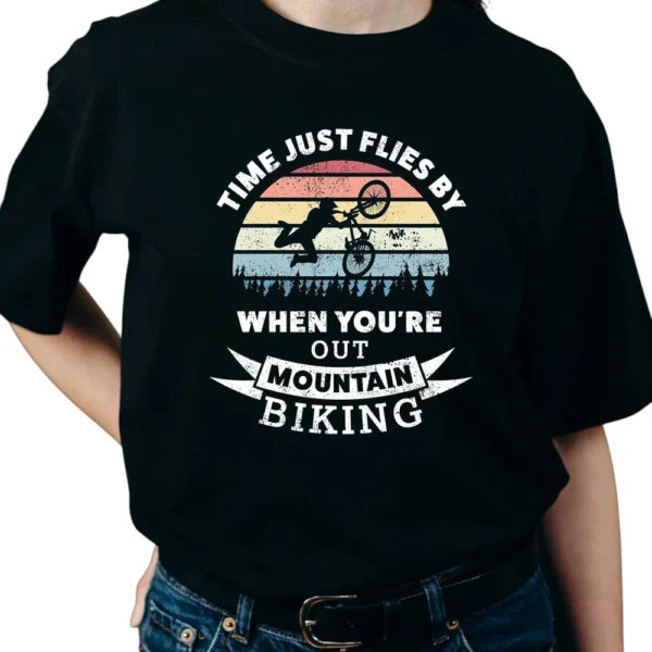 Time Just Flies By When You're Out Mountain Biking TShirt - Black