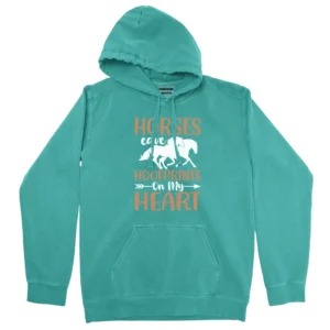Horse Eave Hoofprints On My Heart Unisex Comfort Colors Hooded Sweatshirt